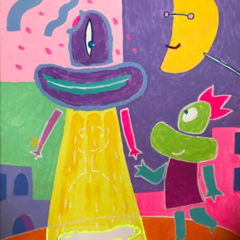 「R U my dad? Really?…」というタイトルの絵画 Peter Dzogabaによって, オリジナルのアートワーク, アクリル