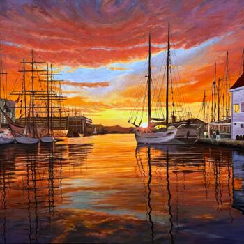 Malarstwo zatytułowany „The lull” autorstwa Michael Reshetniak, Oryginalna praca, Olej Zamontowany na Drewniana rama noszy