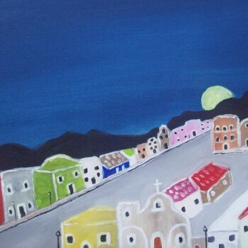 Painting titled "quiet night" by Justin Myers, Original Artwork, Oil