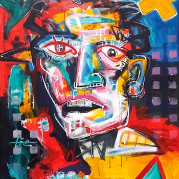 Schilderij getiteld "ХХІ century ІІ" door Roman Rabyk, Origineel Kunstwerk, Acryl Gemonteerd op Frame voor houten brancard