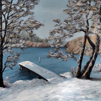 Schilderij getiteld "Shimmering Golden T…" door Luna Smith, Origineel Kunstwerk, Olie