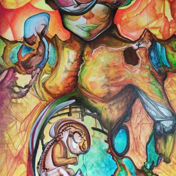 绘画 标题为“The gestation of an…” 由Carlos Paredes Colin, 原创艺术品, 丙烯