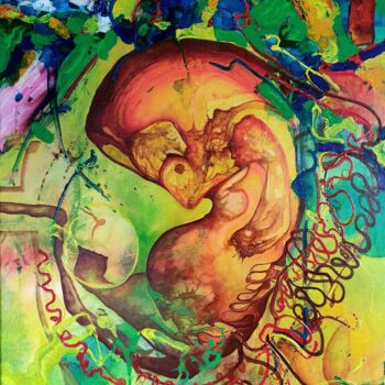 Ζωγραφική με τίτλο "The gestation of a…" από Carlos Paredes Colin, Αυθεντικά έργα τέχνης, Ακρυλικό