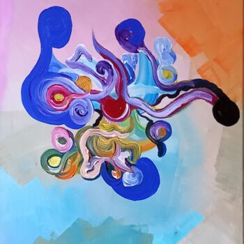 Painting titled "KAIROS" by Michele Madeleine Guillot, Original Artwork, Acrylic Mounted on Wood Stretcher frame