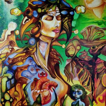 Peinture intitulée "The Virgin Mary of…" par Carlos Paredes Colin, Œuvre d'art originale, Acrylique