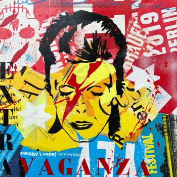 "EXTRAVAGANZA" başlıklı Tablo Jilda tarafından, Orijinal sanat, Şablon Ahşap Sedye çerçevesi üzerine monte edilmiş