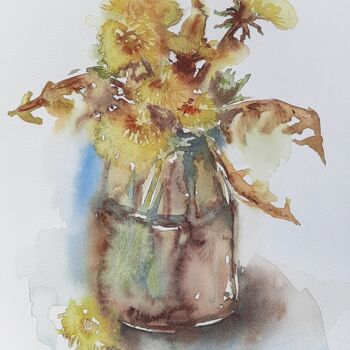 绘画 标题为“Yellow dandelions f…” 由Anna Hnatiuk, 原创艺术品, 水彩