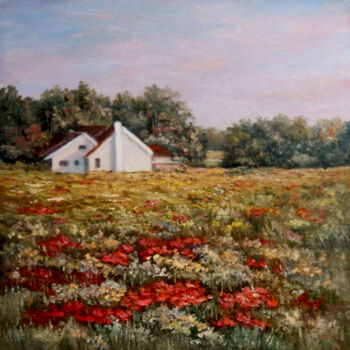 Malarstwo zatytułowany „My red poppies” autorstwa Tamara Rozinskay, Oryginalna praca, Olej Zamontowany na Panel drewniany
