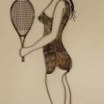 雕塑 标题为“Tennis women” 由Alain Tourette, 原创艺术品, 金属