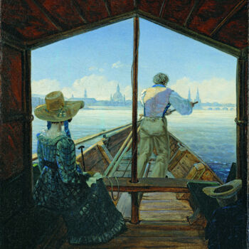 Painting titled "Promenade en pénich…" by Carl Gustav Carus, Original Artwork, Oil
