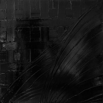 Ζωγραφική με τίτλο "Mono.Black No.3" από Björn Wiedemann, Αυθεντικά έργα τέχνης, Ακρυλικό Τοποθετήθηκε στο Ξύλινο φορείο σκε…