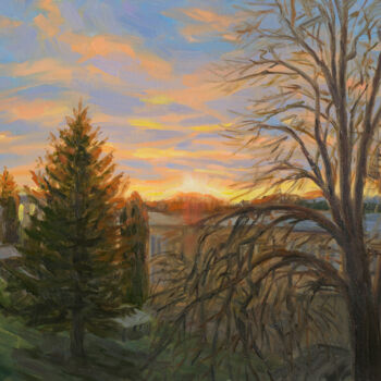 Peinture intitulée "Meet the dawn in th…" par Tetiana Chorna, Œuvre d'art originale, Huile Monté sur Châssis en bois