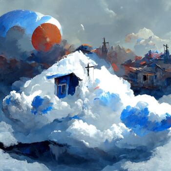 「云工厂 No.1/Clouds Fac…」というタイトルのデジタルアーツ Haryによって, オリジナルのアートワーク, デジタルプリント ウッドストレッチャーフレームにマウント