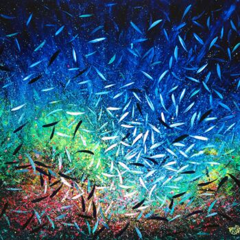 Ζωγραφική με τίτλο "The Sea Of Life" από David Clare, Αυθεντικά έργα τέχνης, Λάδι Τοποθετήθηκε στο Ξύλινο φορείο σκελετό