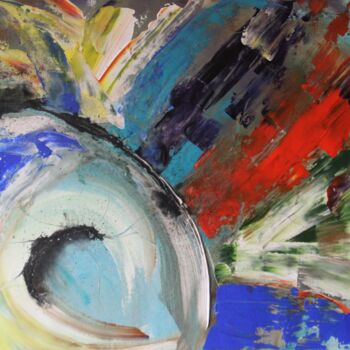 Painting titled "L'OEIL DU CYCLONE /…" by Michele Madeleine Guillot, Original Artwork, Acrylic Mounted on Wood Stretcher fra…