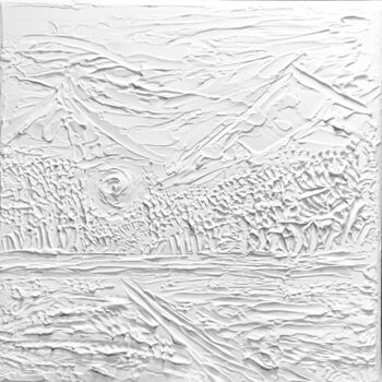 Painting titled "Winter white mounta…" by Nataliia Krykun, Original Artwork, Acrylic Mounted on Wood Stretcher frame