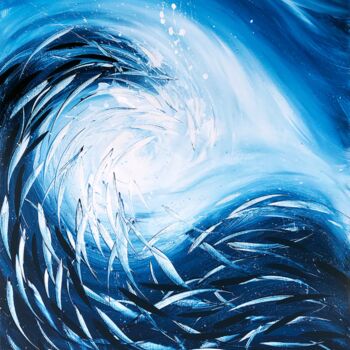 Malerei mit dem Titel "Riding The Wave" von David Clare, Original-Kunstwerk, Acryl Auf Keilrahmen aus Holz montiert