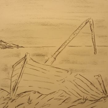 Drawing titled "Echoué en Bretagne" by Roberto Urbano, Original Artwork, Charcoal