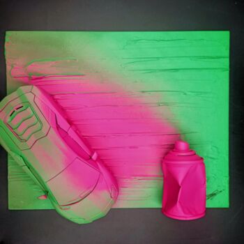 Painting titled "NEON" by Grégoire Clement (GMJ), Original Artwork, Acrylic Mounted on Cardboard