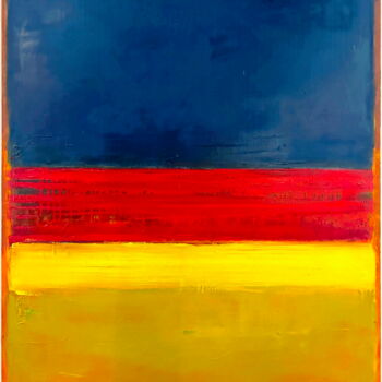 Malerei mit dem Titel "No. 1104_Red flow" von Guido Lötscher, Original-Kunstwerk, Öl Auf Keilrahmen aus Holz montiert