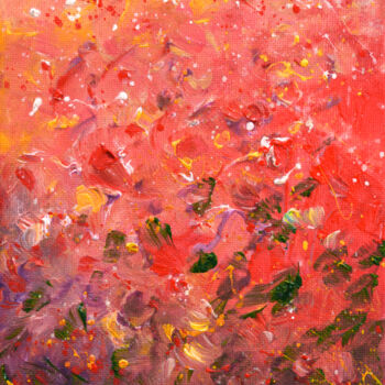 Painting titled "Petal Rain 01" by Miki De Goodaboom, Original Artwork, Acrylic Mounted on Cardboard