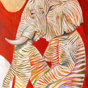 Schilderij getiteld "Donna Elefante" door Federico Womb, Origineel Kunstwerk, Olie