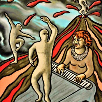 「France Clidat plays…」というタイトルの絵画 Noël Van Hoofによって, オリジナルのアートワーク, 水彩画