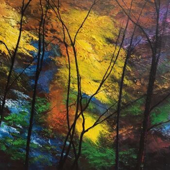 Ζωγραφική με τίτλο "Colors of Autumn" από Malinga Kumarasinghe, Αυθεντικά έργα τέχνης, Ακρυλικό Τοποθετήθηκε στο Ξύλινο φορε…