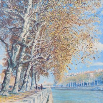 Peinture intitulée "Trois marcheurs sur…" par Sannier Alain, Œuvre d'art originale, Acrylique