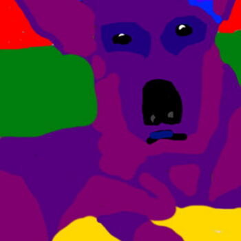 Arts numériques intitulée "Chien à la casquette" par Stephane Pruvot, Œuvre d'art originale, Peinture numérique