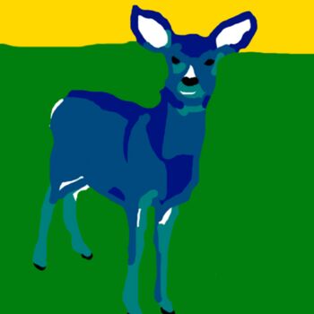 Arts numériques intitulée "La Biche Bleu" par Stephane Pruvot, Œuvre d'art originale, Peinture numérique
