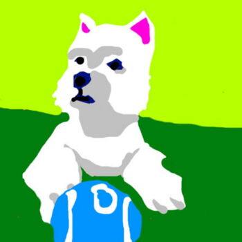 Arts numériques intitulée "Le chien à sa babal…" par Stephane Pruvot, Œuvre d'art originale, Peinture numérique