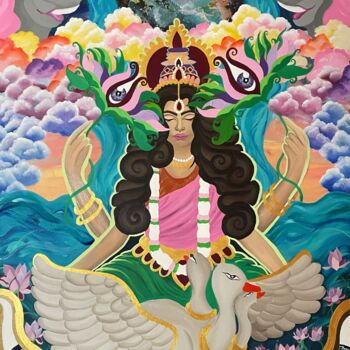 绘画 标题为“Lakshmi” 由Ariadna Maslowska, 原创艺术品, 丙烯 安装在木质担架架上