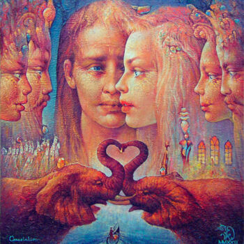 Peinture intitulée "Correlation" par Valeriy Kot, Œuvre d'art originale, Huile Monté sur Carton