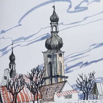 图画 标题为“Sandhausen, Germany…” 由Valentina Pushkareva, 原创艺术品, 标记