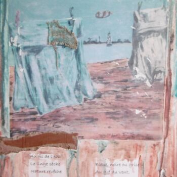 Painting titled "Le fil à linges" by Brigitte Barcelo, Original Artwork, Acrylic