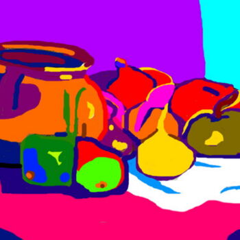 Arts numériques intitulée "La nature morte aux…" par Stephane Pruvot, Œuvre d'art originale, Peinture numérique