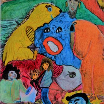 Peinture intitulée "Amir protège son pe…" par Anna Laurina Vassiliu Mulder Smid, Œuvre d'art originale, Acrylique
