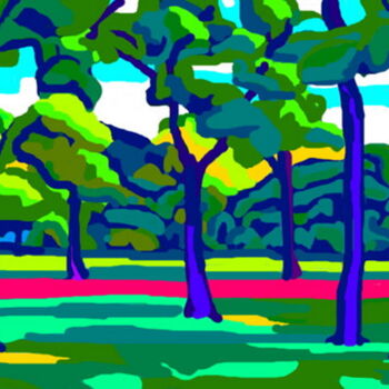 Arts numériques intitulée "Le parc arboré" par Stephane Pruvot, Œuvre d'art originale, Peinture numérique