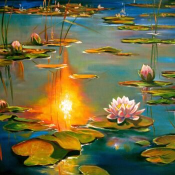 绘画 标题为“Fire & Water” 由Malinga Kumarasinghe, 原创艺术品, 丙烯 安装在木质担架架上