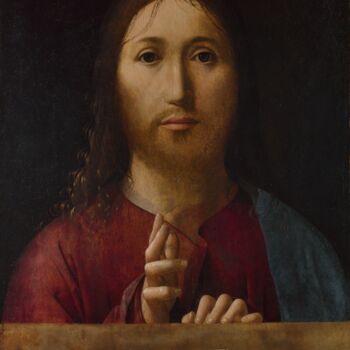 Ζωγραφική με τίτλο "Salvator mundi" από Antonello Da Messina, Αυθεντικά έργα τέχνης, Λάδι