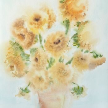Ζωγραφική με τίτλο "Sunflowers" από Anna Hnatiuk, Αυθεντικά έργα τέχνης, Ακουαρέλα