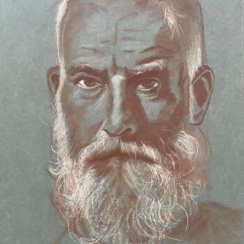 Drawing titled "Portrait masculin 3" by Brigitte Bouron, Original Artwork, Pastel