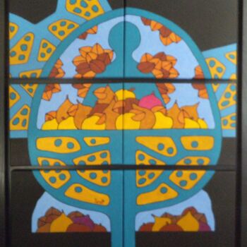 Painting titled "Les arbres fruitiers" by Michel Marant, Original Artwork, Acrylic Mounted on Wood Stretcher frame