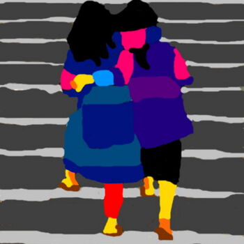 Arts numériques intitulée "Les deux copines" par Stephane Pruvot, Œuvre d'art originale, Peinture numérique