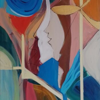 Painting titled "The Three" by Jan O'Sullivan, Original Artwork, Acrylic Mounted on Wood Stretcher frame