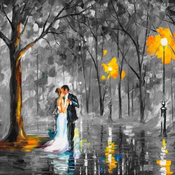 Schilderij getiteld "First Dance in the…" door Malinga Kumarasinghe, Origineel Kunstwerk, Acryl Gemonteerd op Frame voor hou…