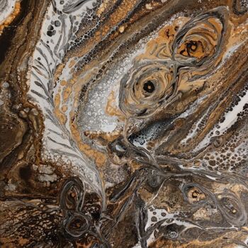 Schilderij getiteld "Regard trouble" door Mado, Origineel Kunstwerk, Acryl Gemonteerd op Frame voor houten brancard