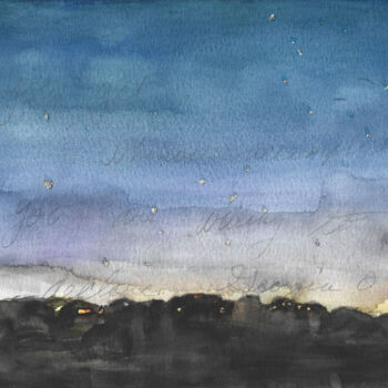 Pintura intitulada "The Stars at night" por Brittany Ellis, Obras de arte originais, Aquarela