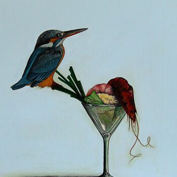 Ζωγραφική με τίτλο "the kingfisher" από Vincenzo Squillacioti, Αυθεντικά έργα τέχνης, Τέμπερα